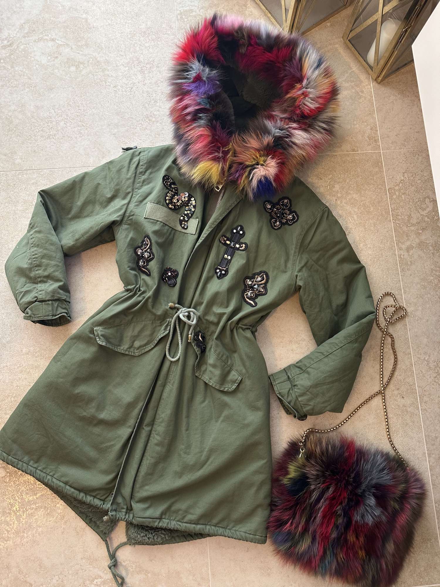 Luxusna zateplena parka + kabelka