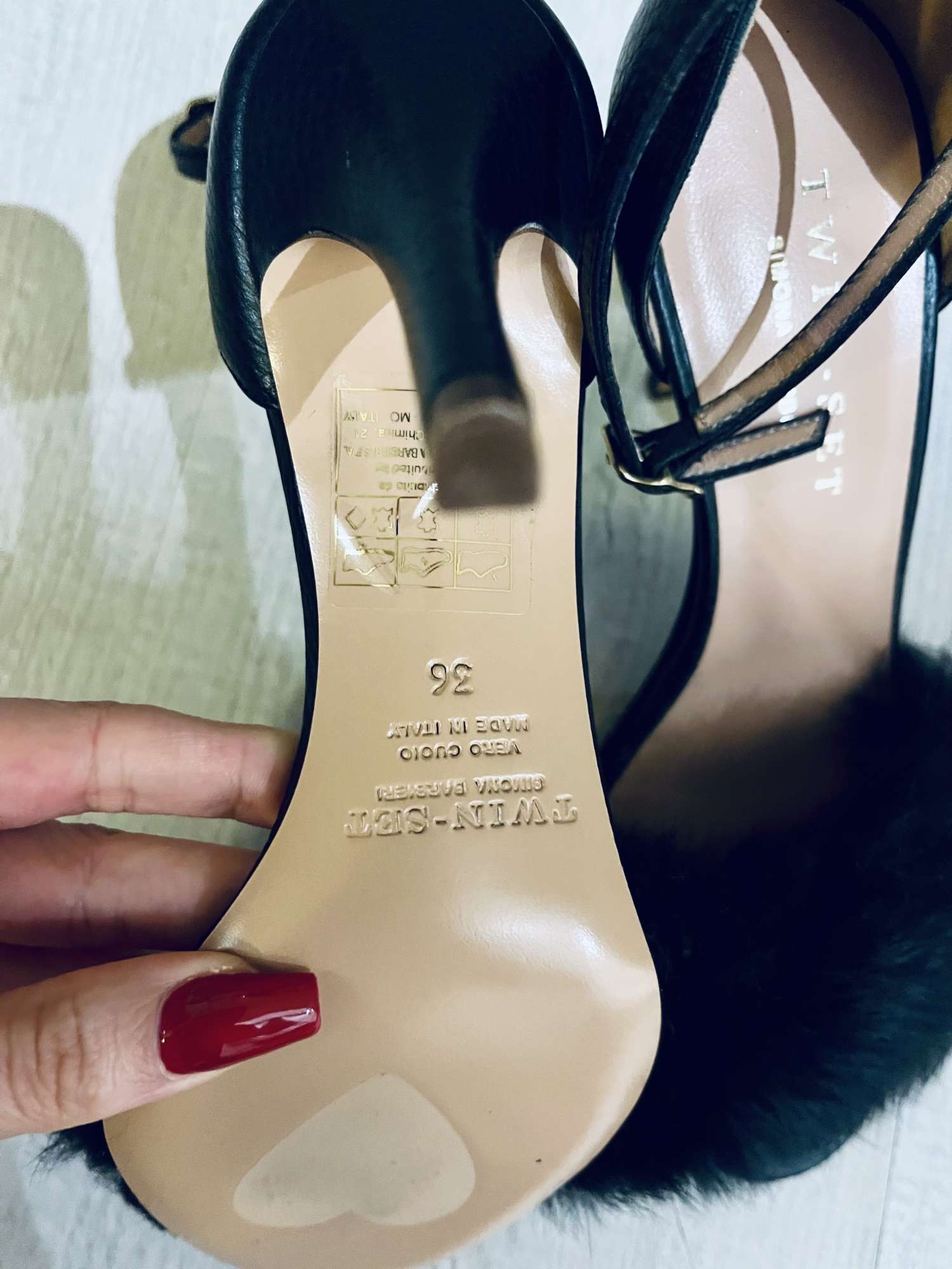 Twin-Set Simona Barbieri sandále 36 s pravou kožušinou