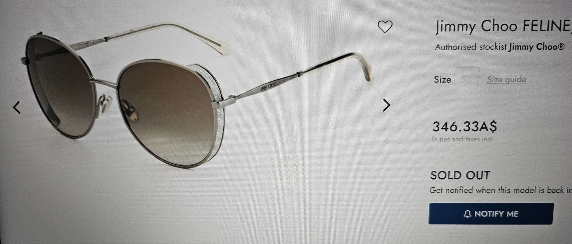 Jimmy Choo slnečné okuliare model FELINE.