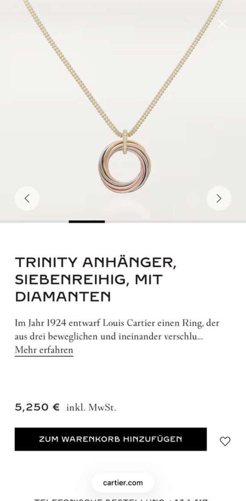 Cartier Trinity retiazka