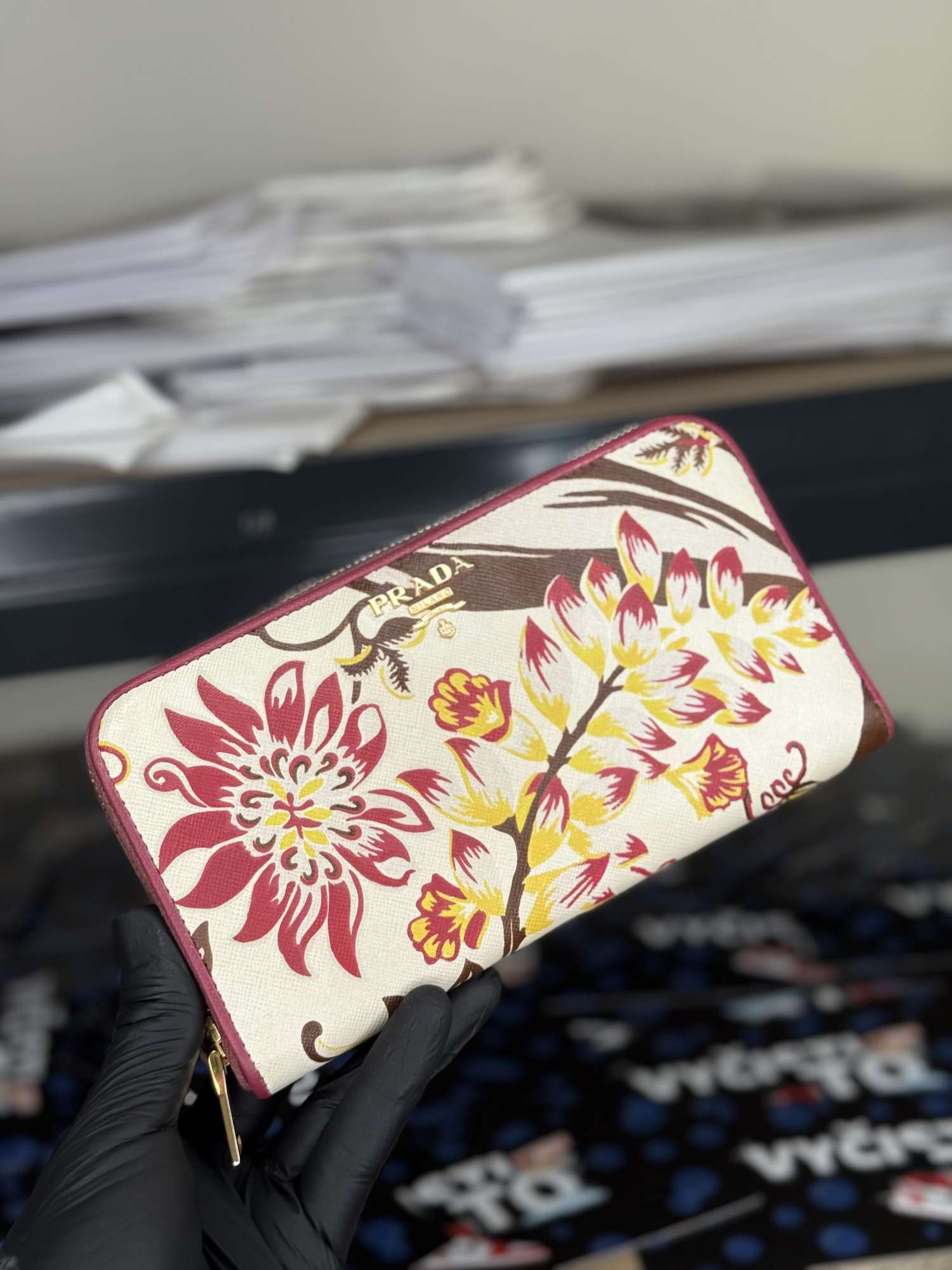 Prada saffiano print wallet