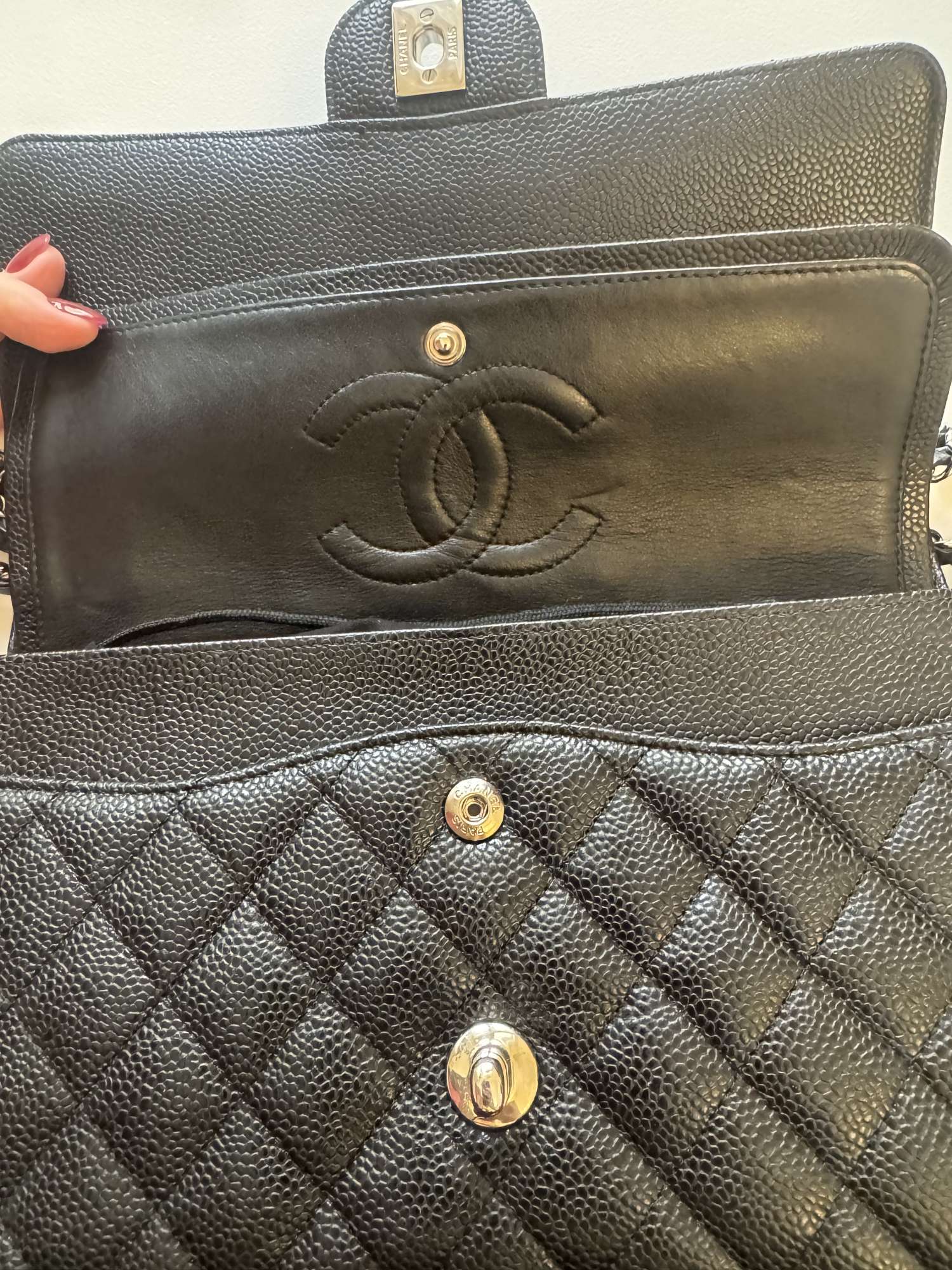 Chanel Double Flap Caviar Leather Medium