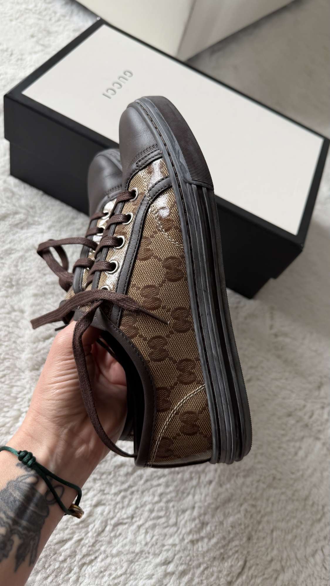 Dámske kožené tenisky Gucci GG Crystal, veľkosť 36 EUR