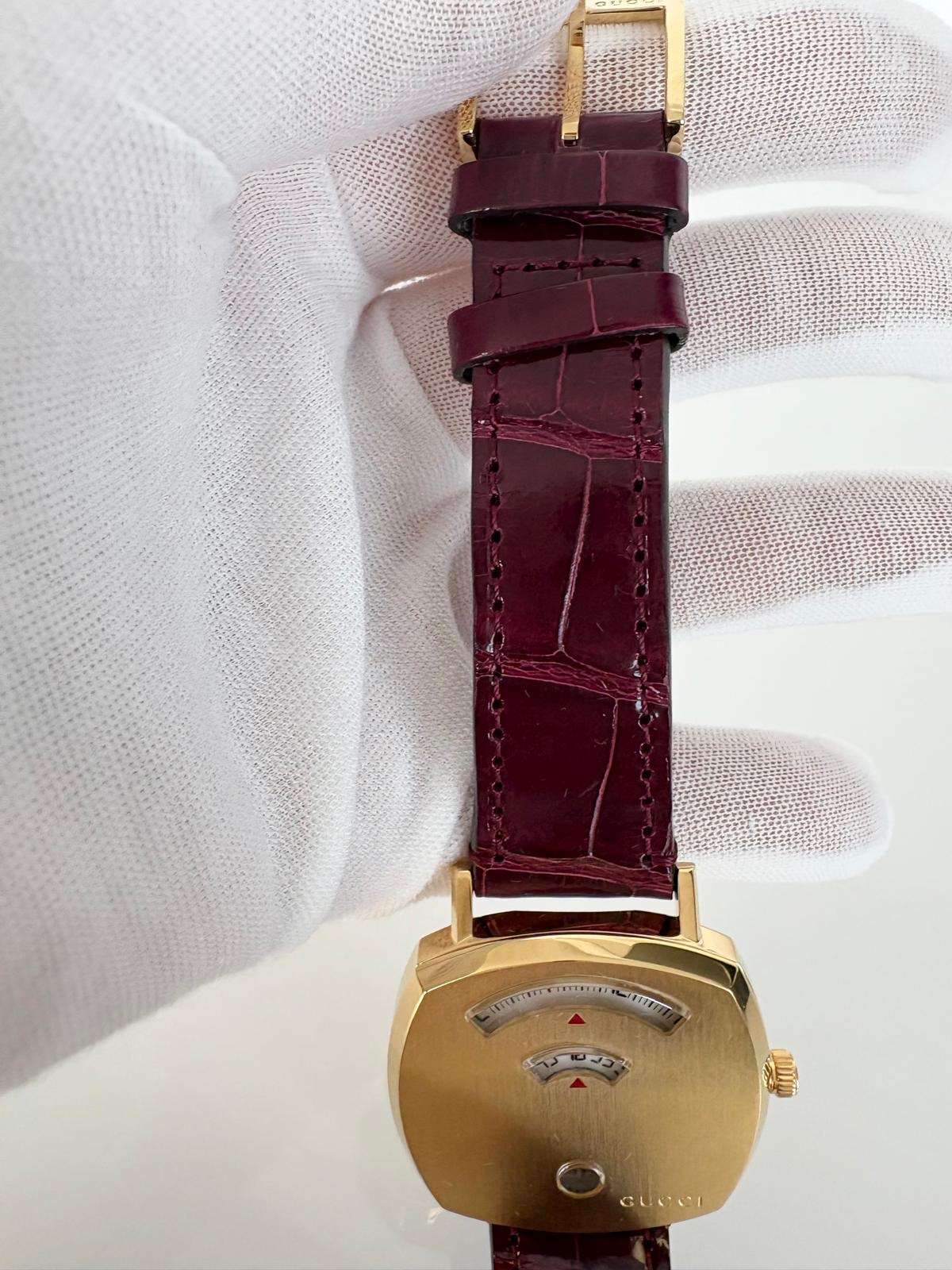Gucci Grip – Žlté Zlato PVD / Bordeaux Aligátor