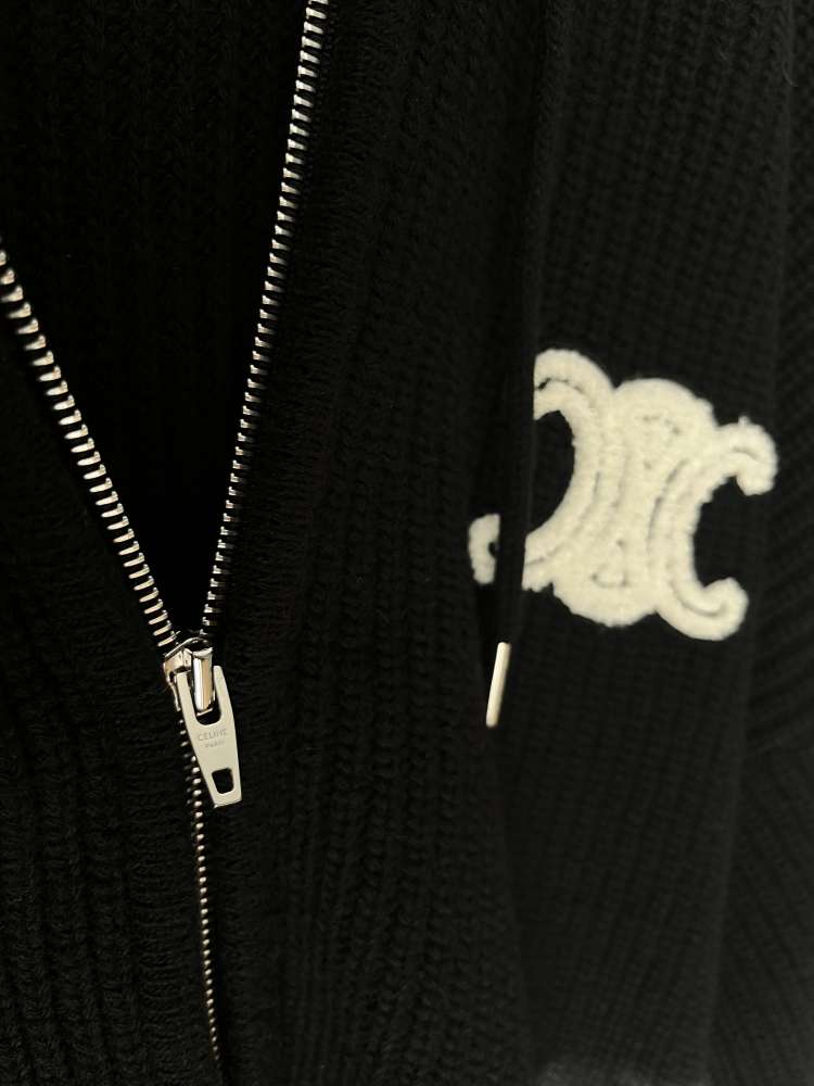 Celine  Giacche Black - hooded cardigan in wool