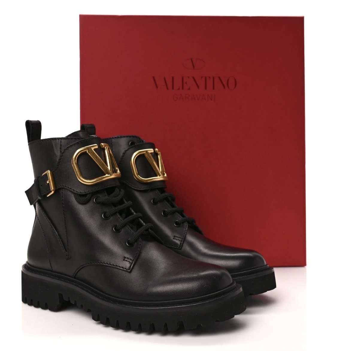 Valentino Logo 35mm combat boots