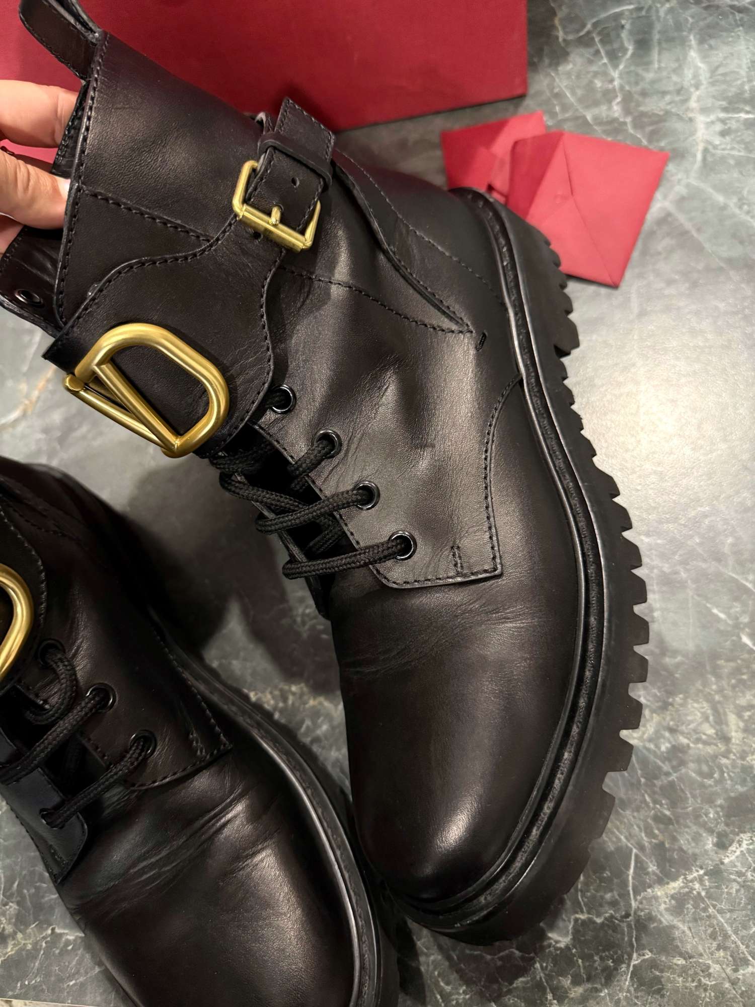 Valentino Logo 35mm combat boots