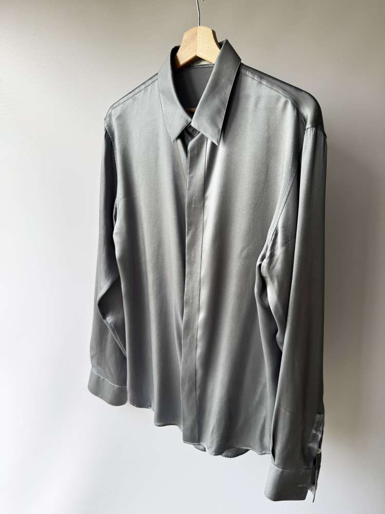 DIOR pánska 100% hodvábna sivá košeľa