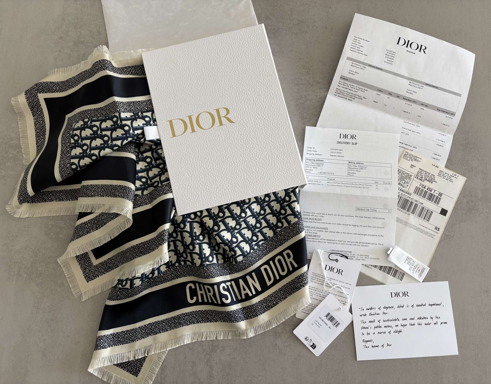 Dior oblique diortwin square scarf