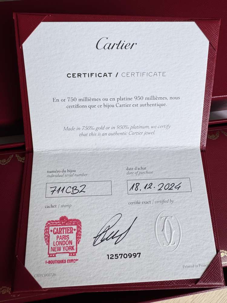Cartier Love Bracelet, on chain with 2 diamonds