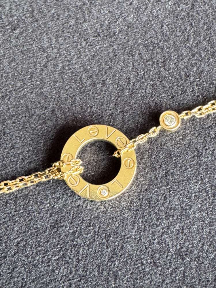 Cartier Love Bracelet, on chain with 2 diamonds