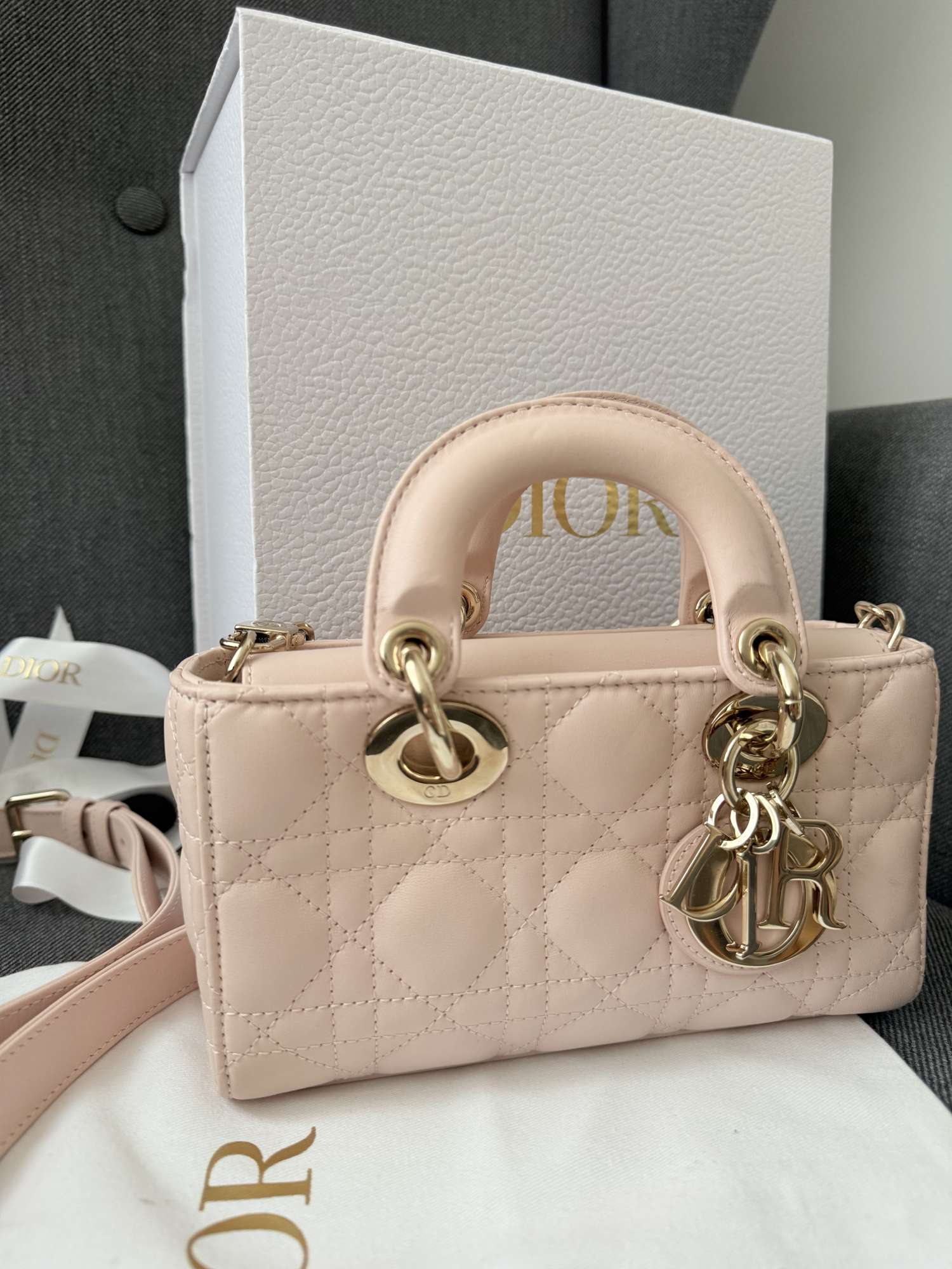 Dior Small Lady D-Joy Bag – Powder Beige Cannage Lambskin