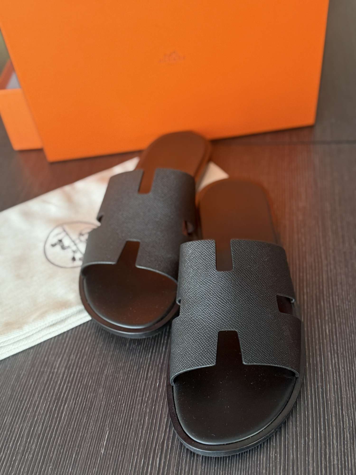 Hermes black sandals