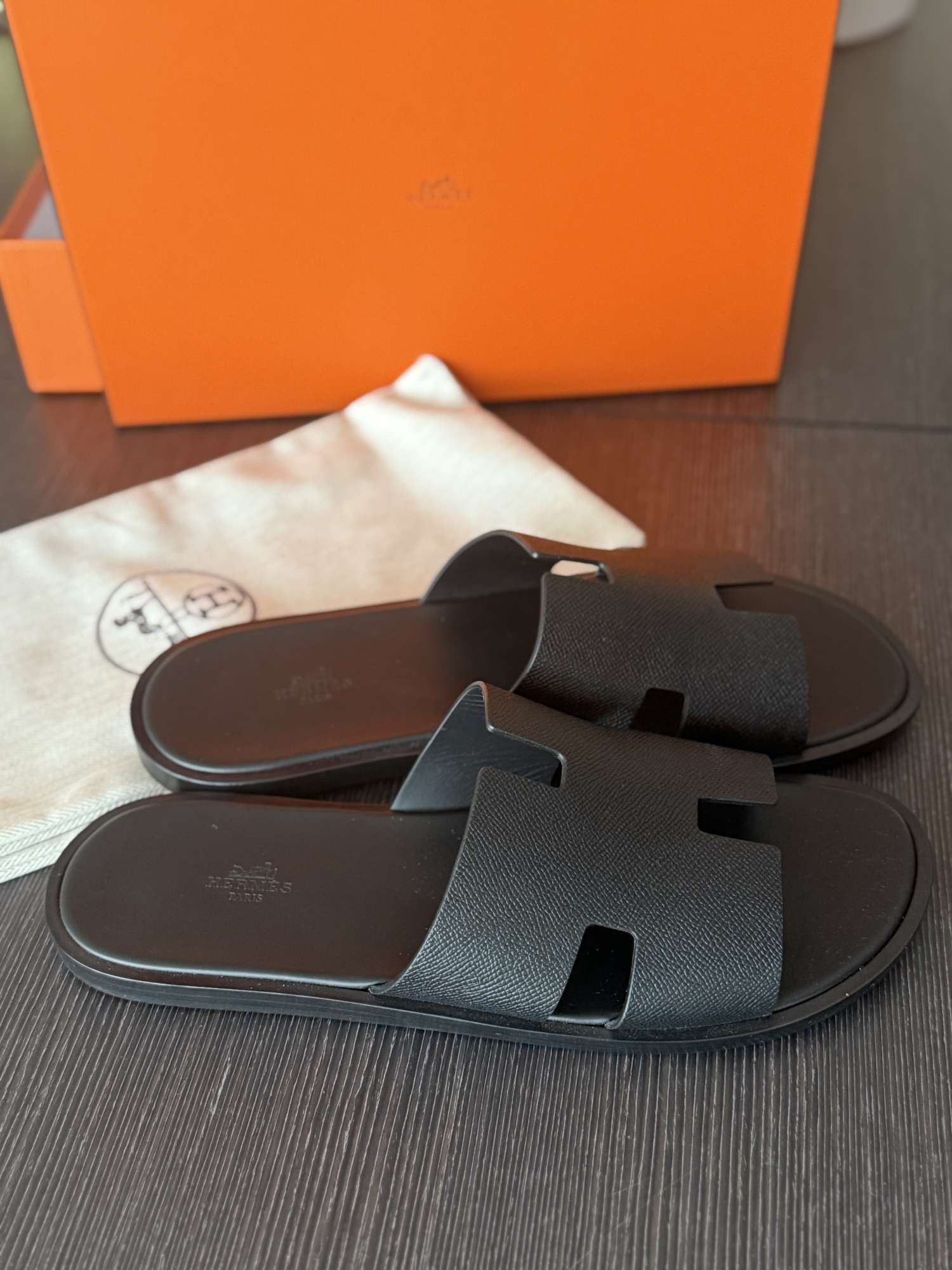 Hermes black sandals
