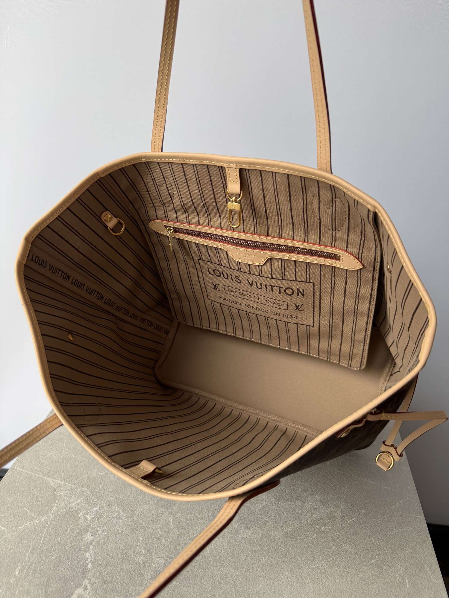 Neverfull MM Monogram Beige kabelka aj s pochettkou