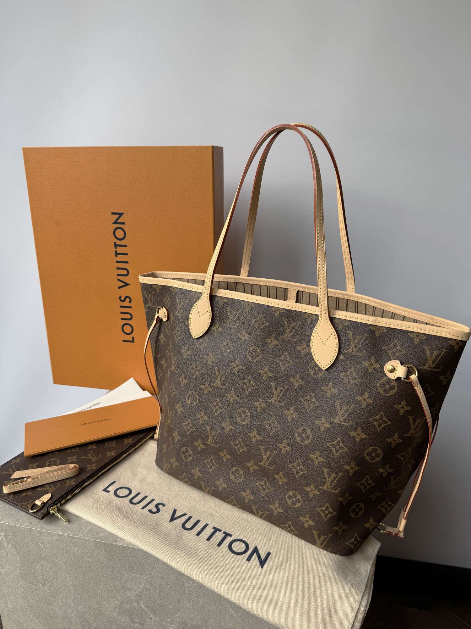 Neverfull MM Monogram Beige kabelka aj s pochettkou