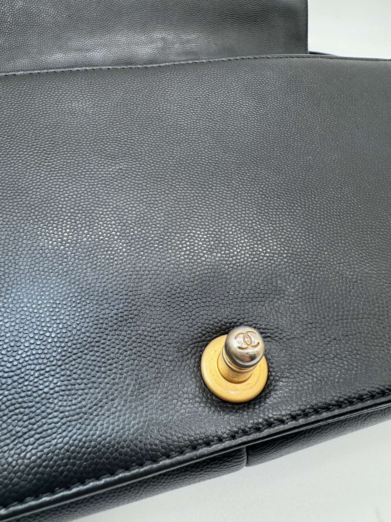 Chanel Boy Bag Medium Black Caviar Leather Gold Hardware