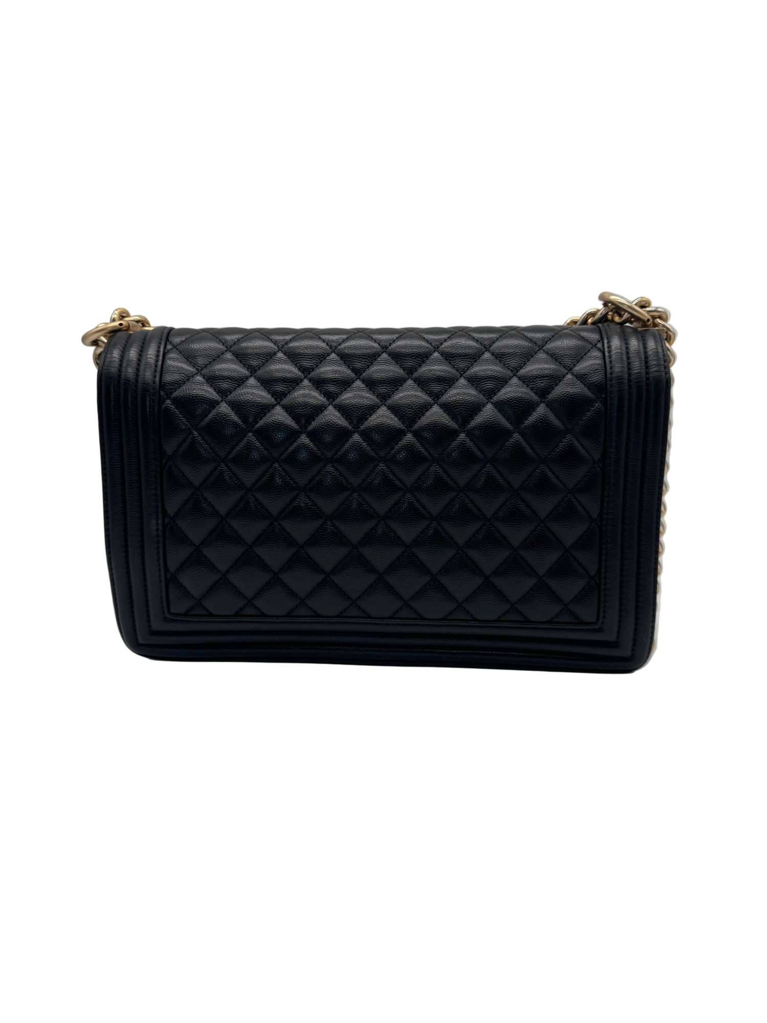 Chanel Boy Bag Medium Black Caviar Leather Gold Hardware