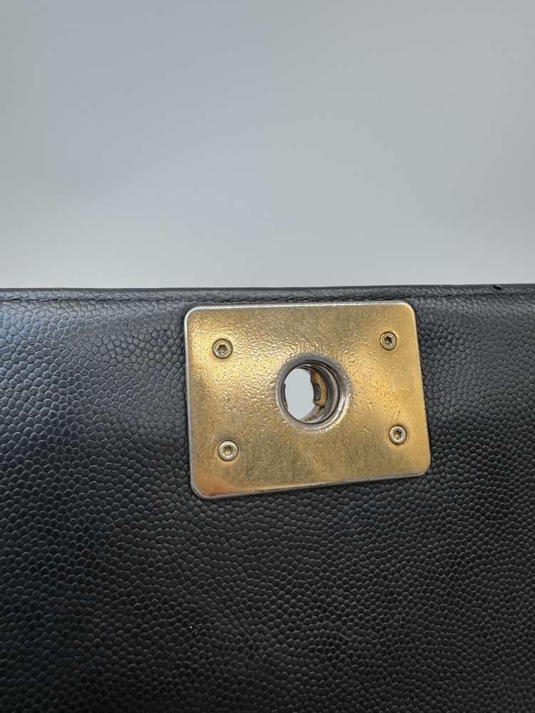 Chanel Boy Bag Medium Black Caviar Leather Gold Hardware