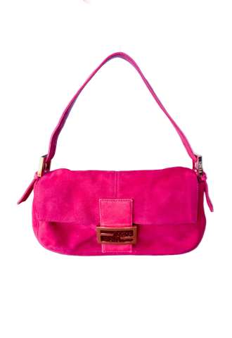 https://www.vipluxury.sk/Fendi Vintage Hot Pink Suede Baguette Bag with Glitter FF Hardware