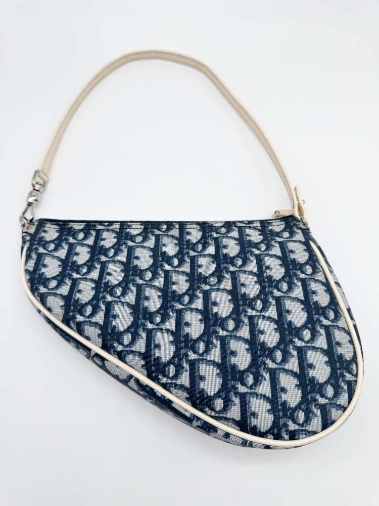 Christian Dior Trotter Monogram Mini Saddle Bag Canvas & Patent Leather