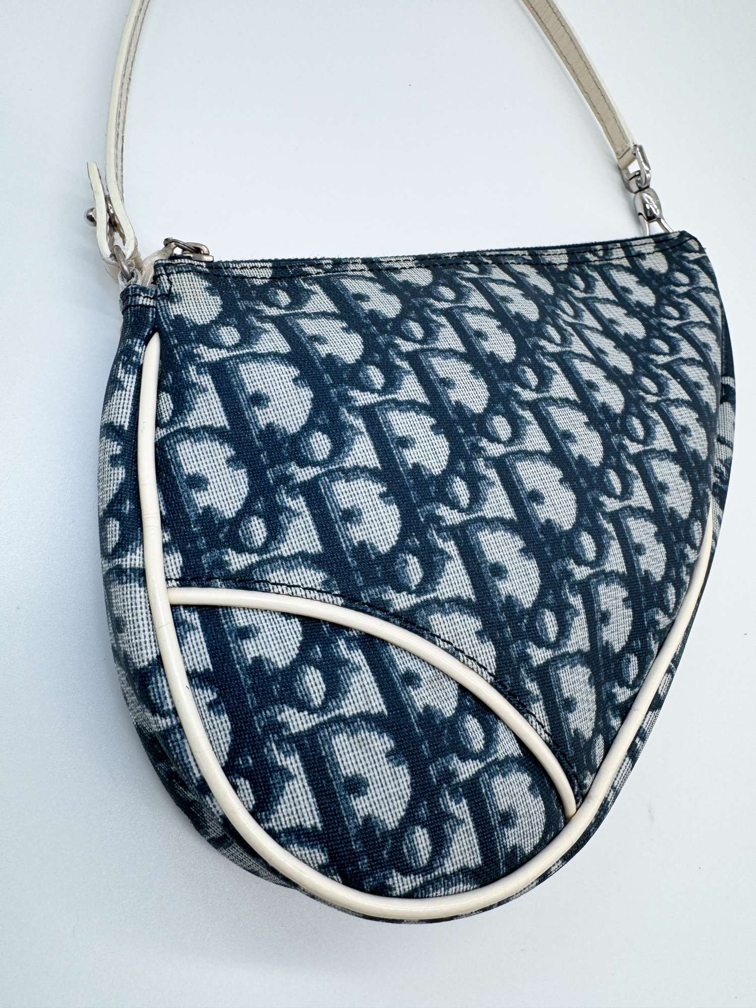 Christian Dior Trotter Monogram Mini Saddle Bag Canvas & Patent Leather