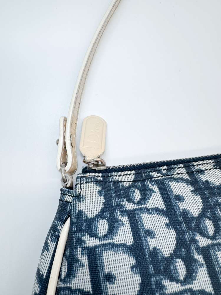 Christian Dior Trotter Monogram Mini Saddle Bag Canvas & Patent Leather