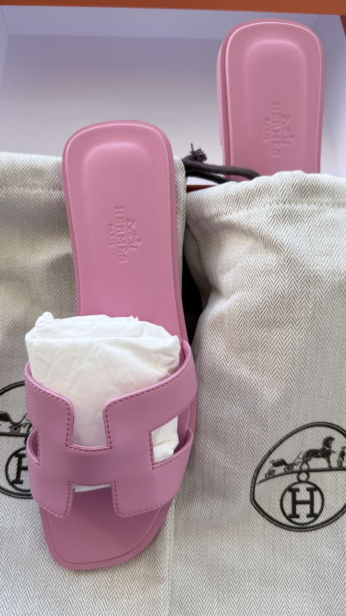 Sandále Hermès Oran rose Bonbon 38