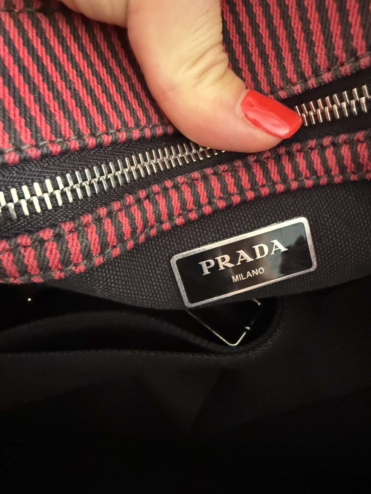 Prada canapa tote kabelka stripe