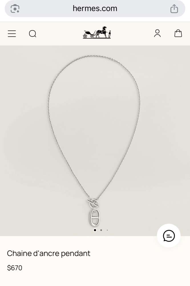 Strieborný náhrdelník Hermès Chaine d'ancre