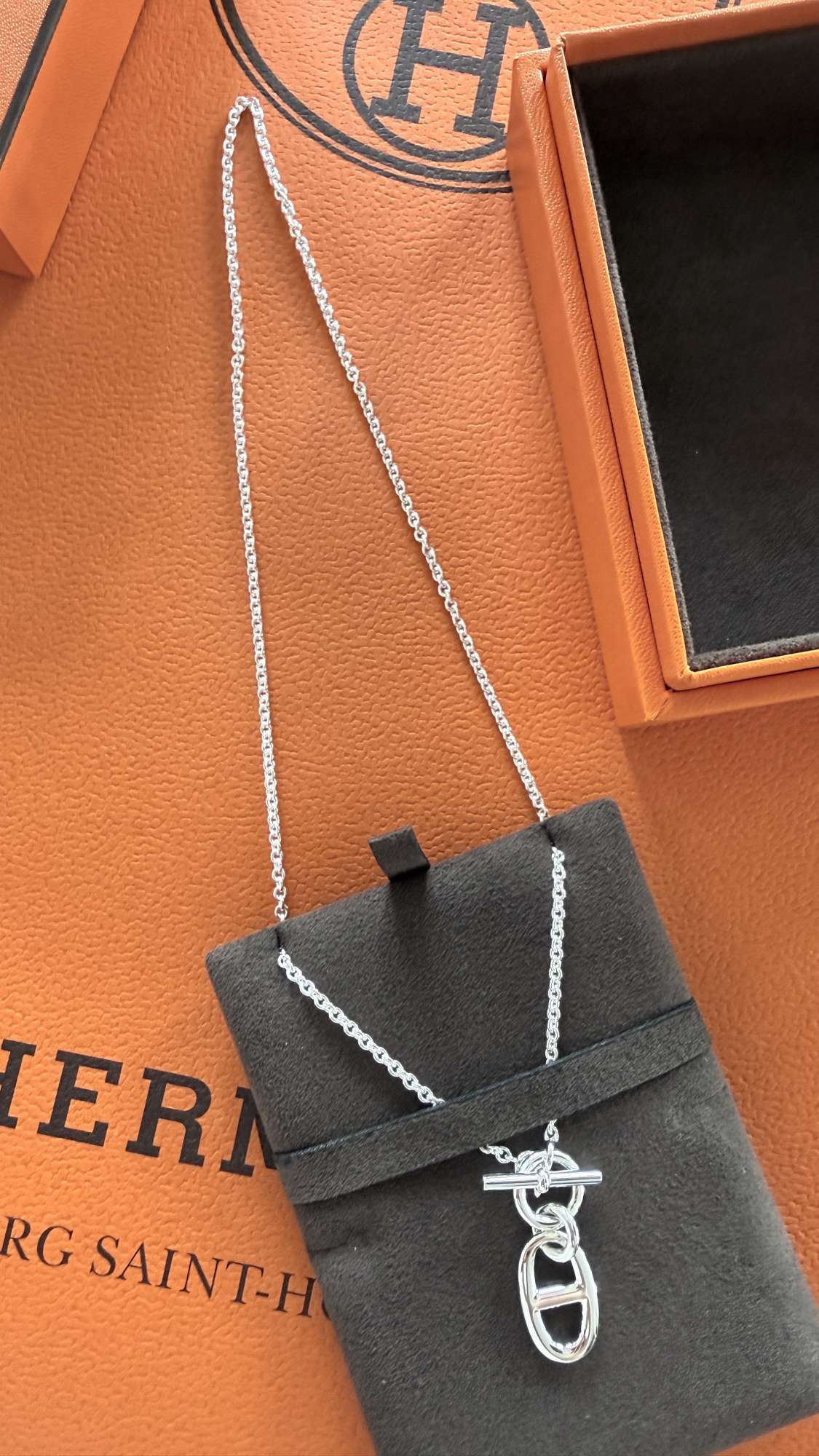Strieborný náhrdelník Hermès Chaine d'ancre