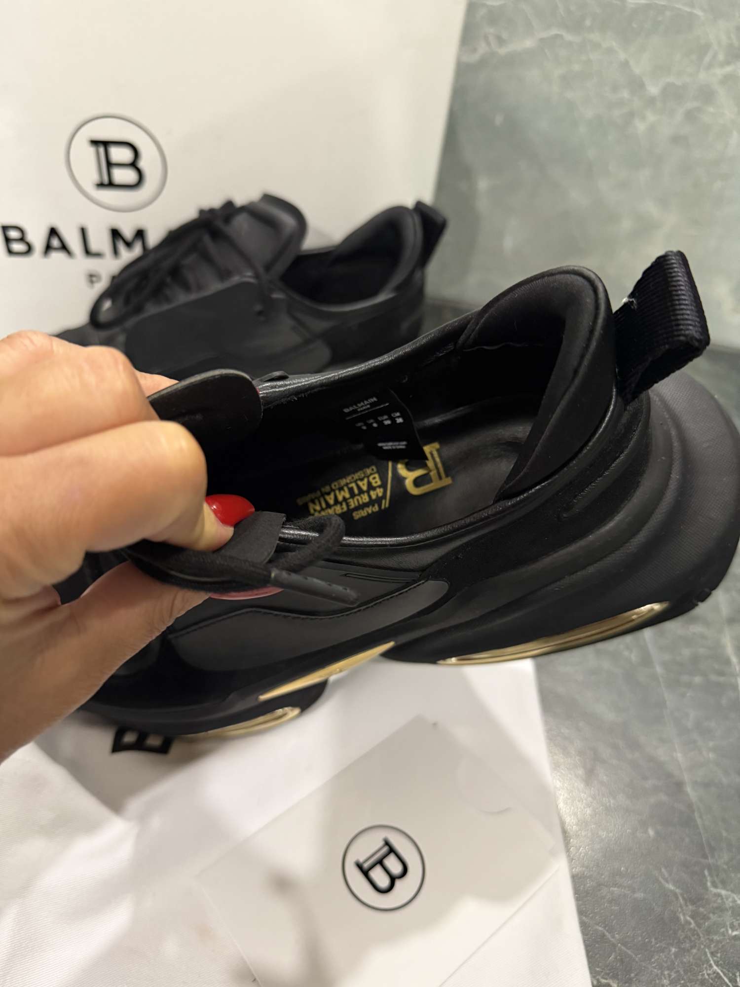 Nízke tenisky Balmain B-Bold z teľacej kože