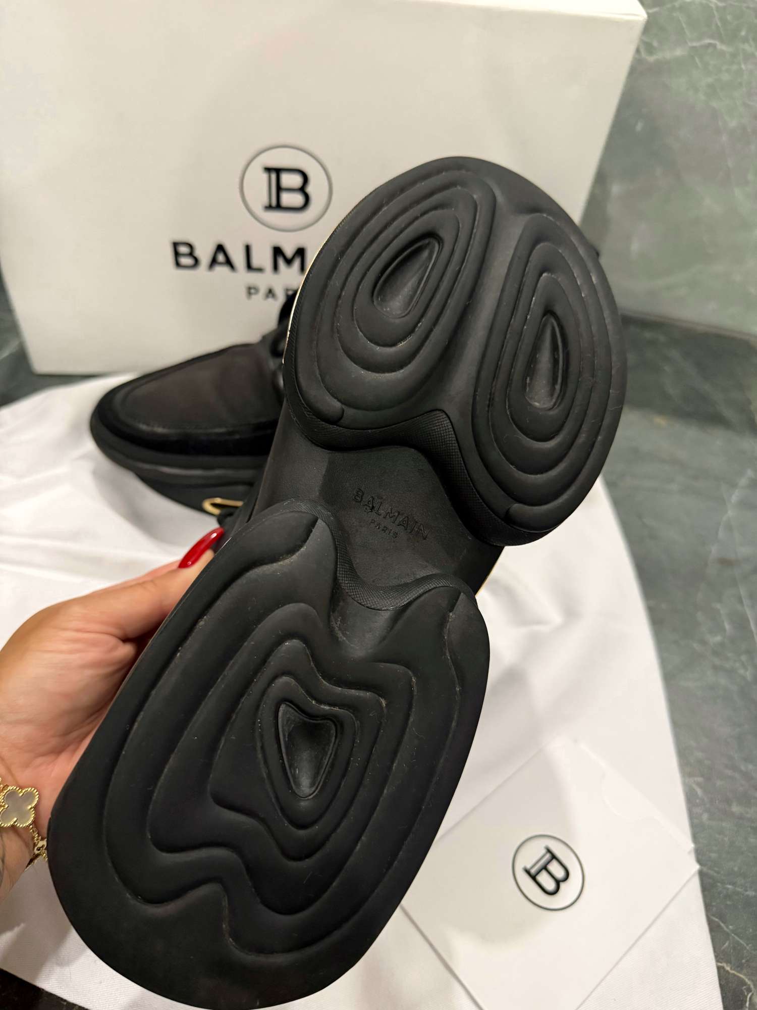 Nízke tenisky Balmain B-Bold z teľacej kože