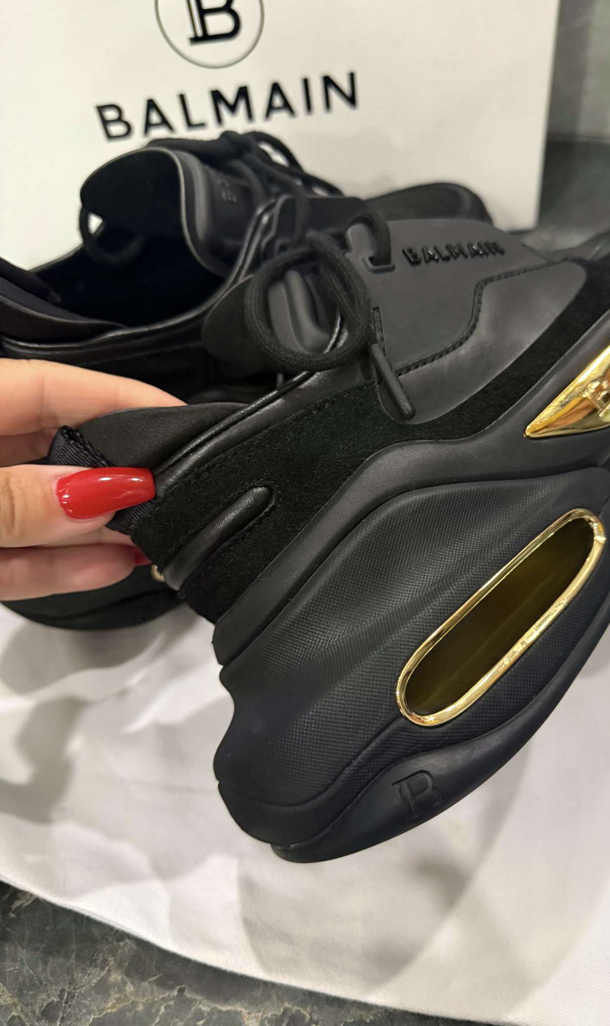 Nízke tenisky Balmain B-Bold z teľacej kože
