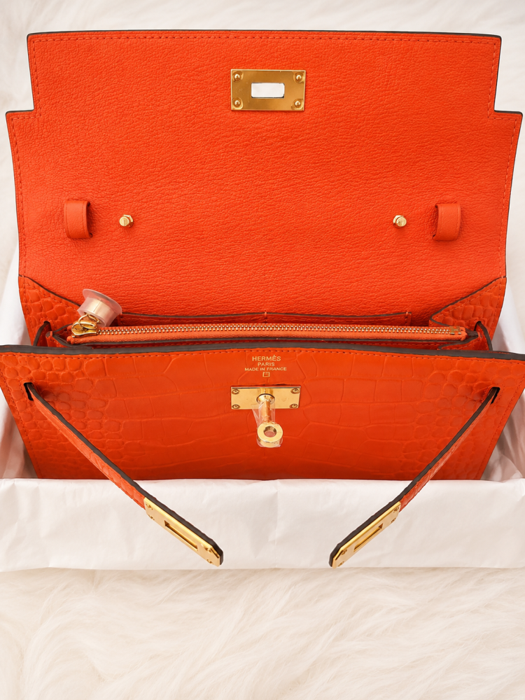 Hermès Kelly To Go Alligator Missi – Orange Poppy