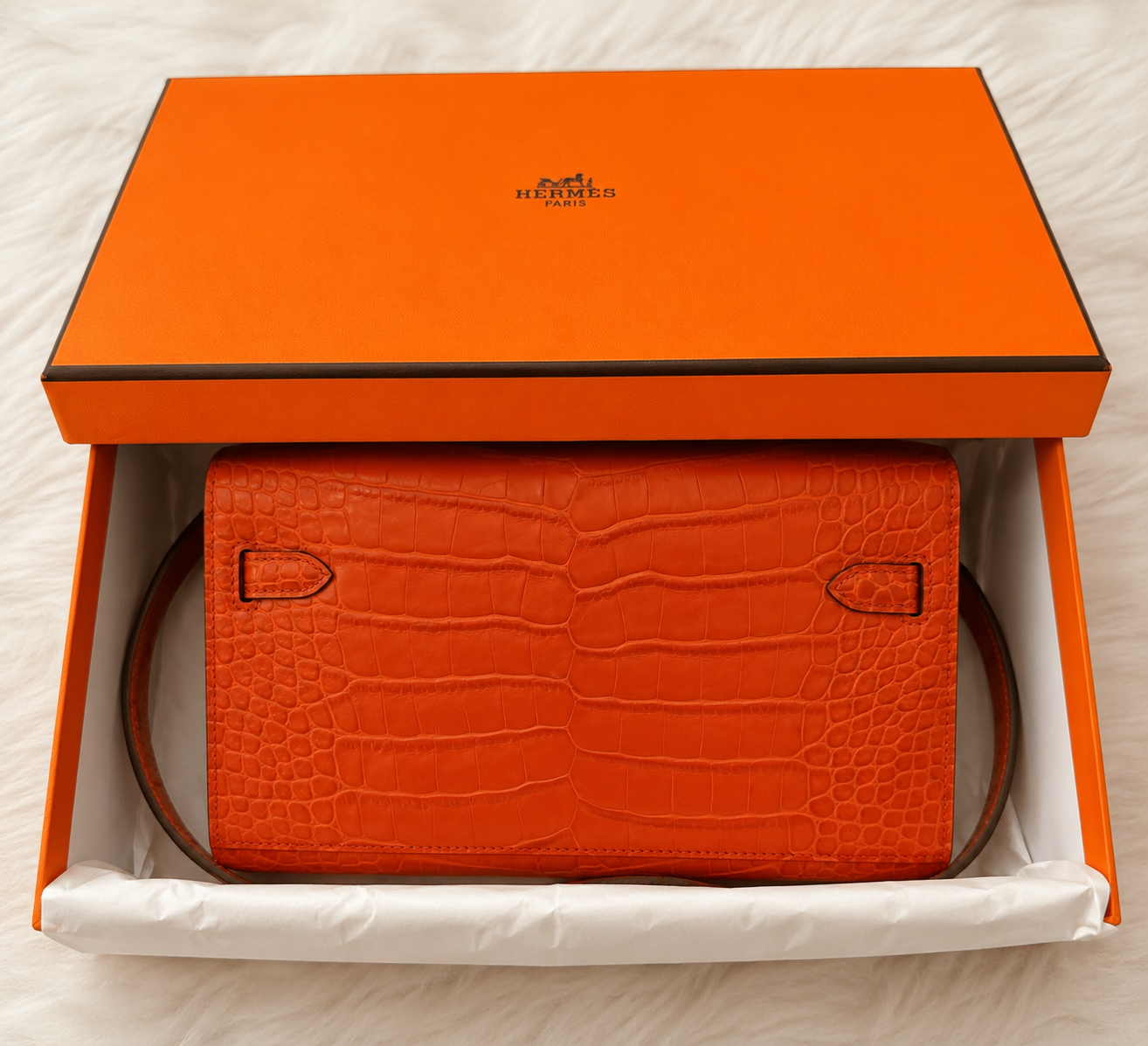 Hermès Kelly To Go Alligator Missi – Orange Poppy