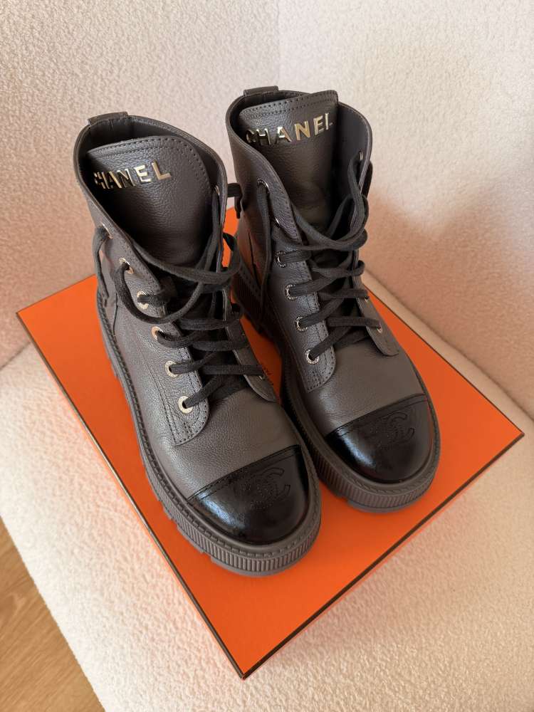CHANEL Lace-Up Combat Boots – Size 39C