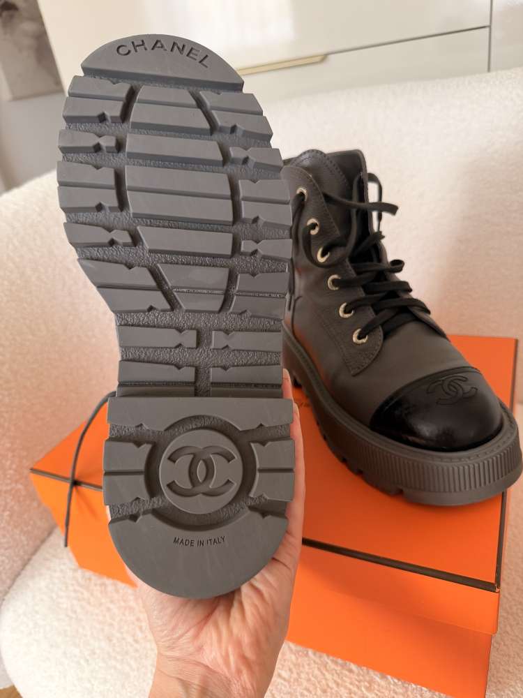 CHANEL Lace-Up Combat Boots – Size 39C