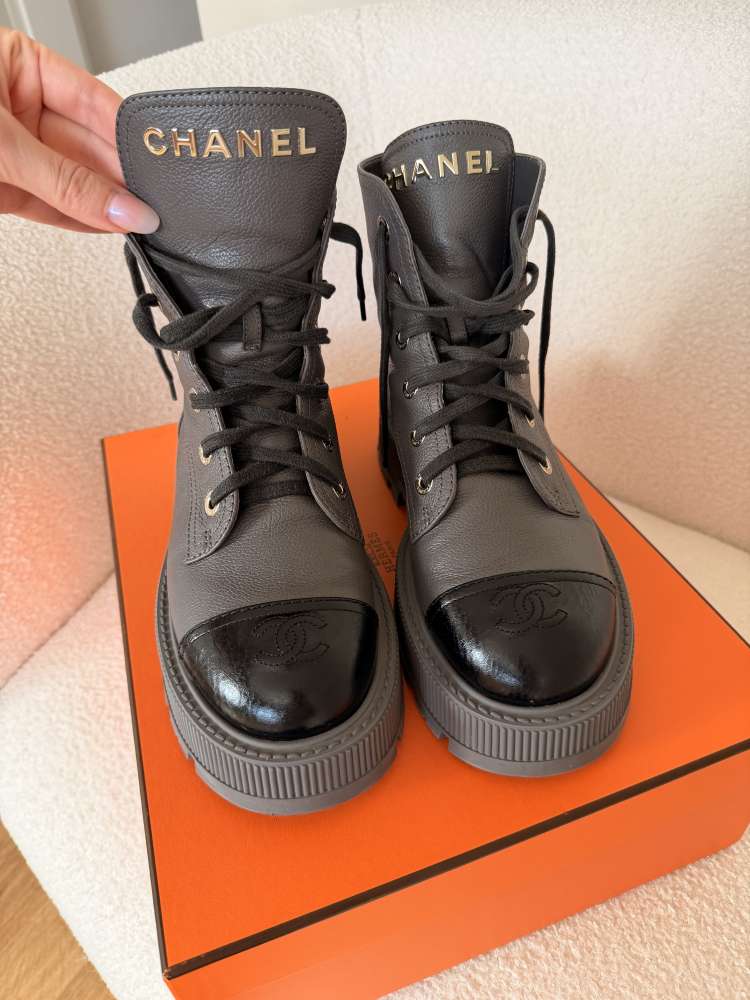CHANEL Lace-Up Combat Boots – Size 39C