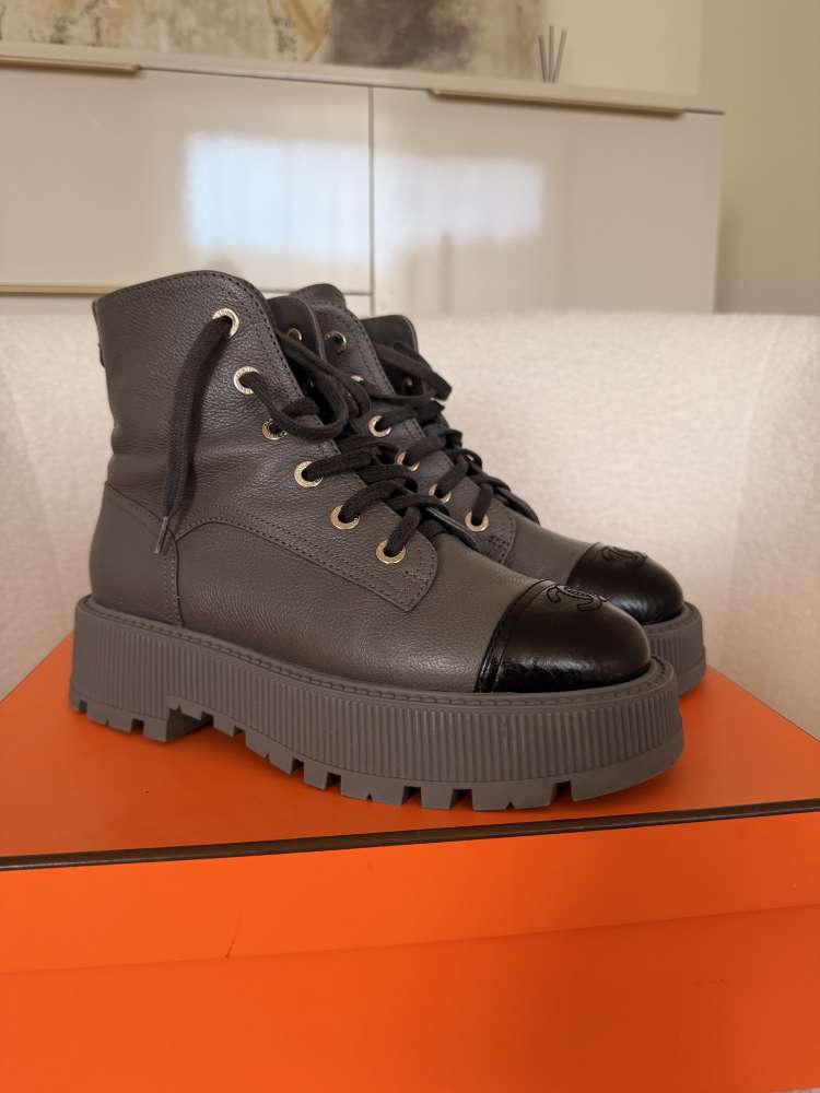 CHANEL Lace-Up Combat Boots – Size 39C