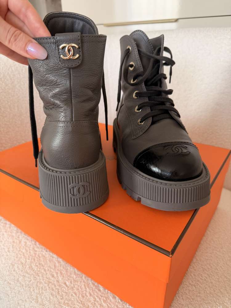 CHANEL Lace-Up Combat Boots – Size 39C