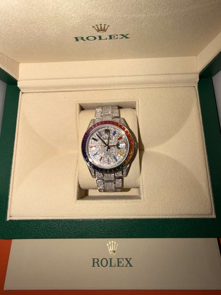 Rolex Datejust 41 – Full Diamond & Rainbow Bezel – Full Set