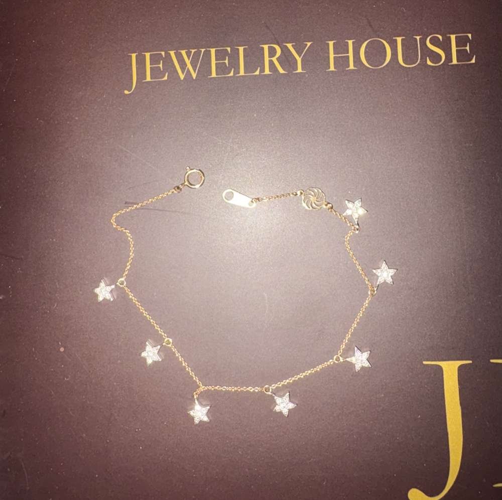 Diamantový náramok s hviezdičkami , 18ct zlato
