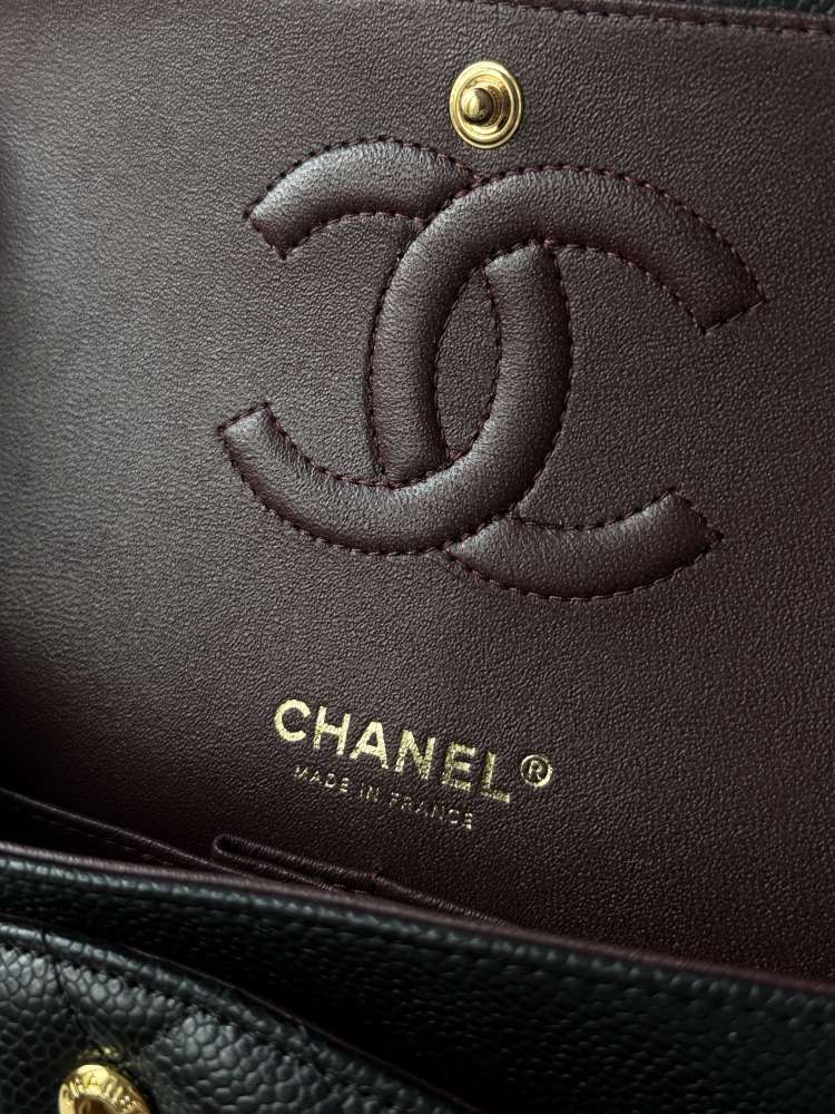 CHANEL Classic Medium Double Flap GHW Caviar Black taška kabelka