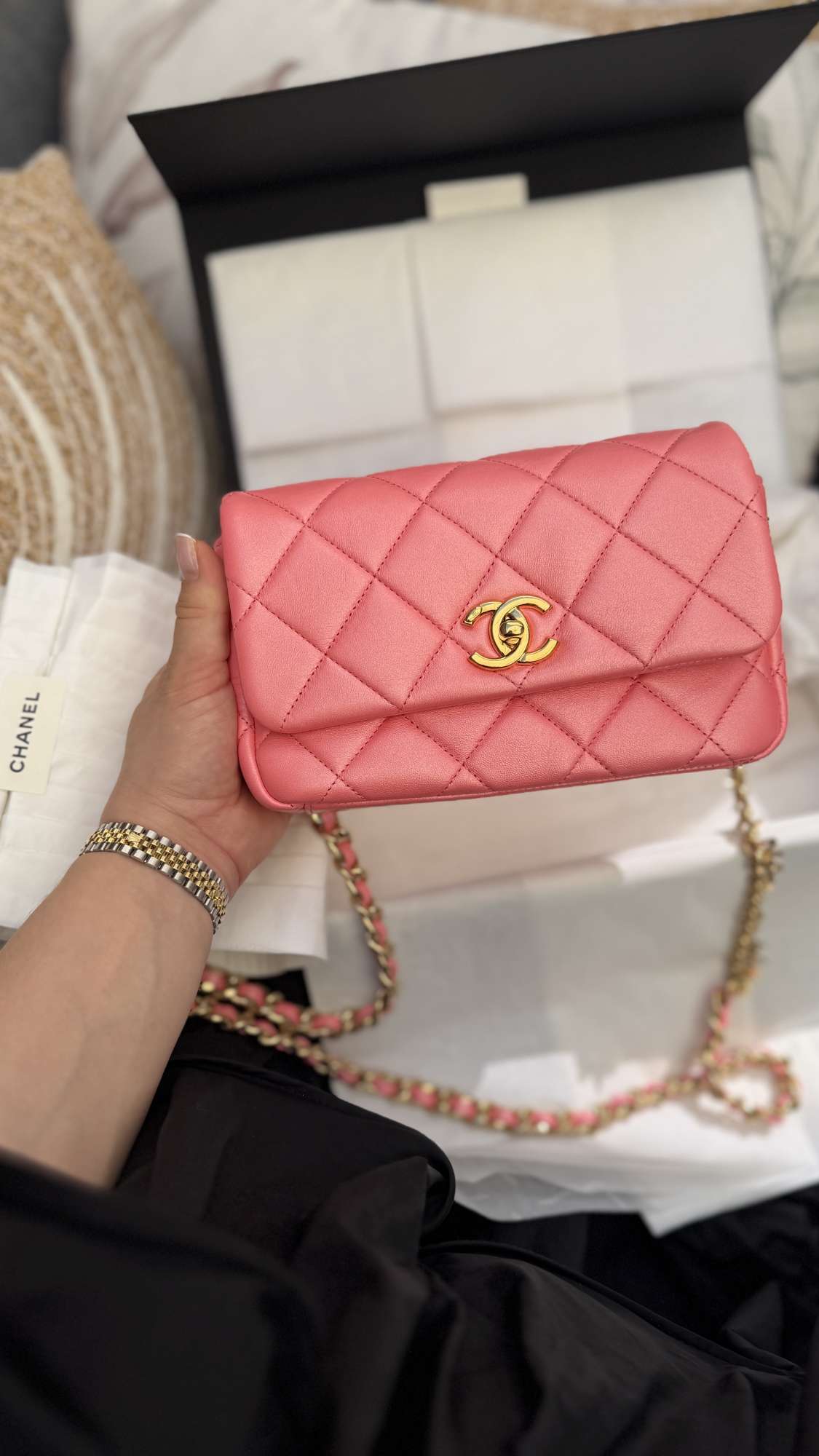 Chanel Mini Rectangular Flap Bag Coral pink limitovaná edice