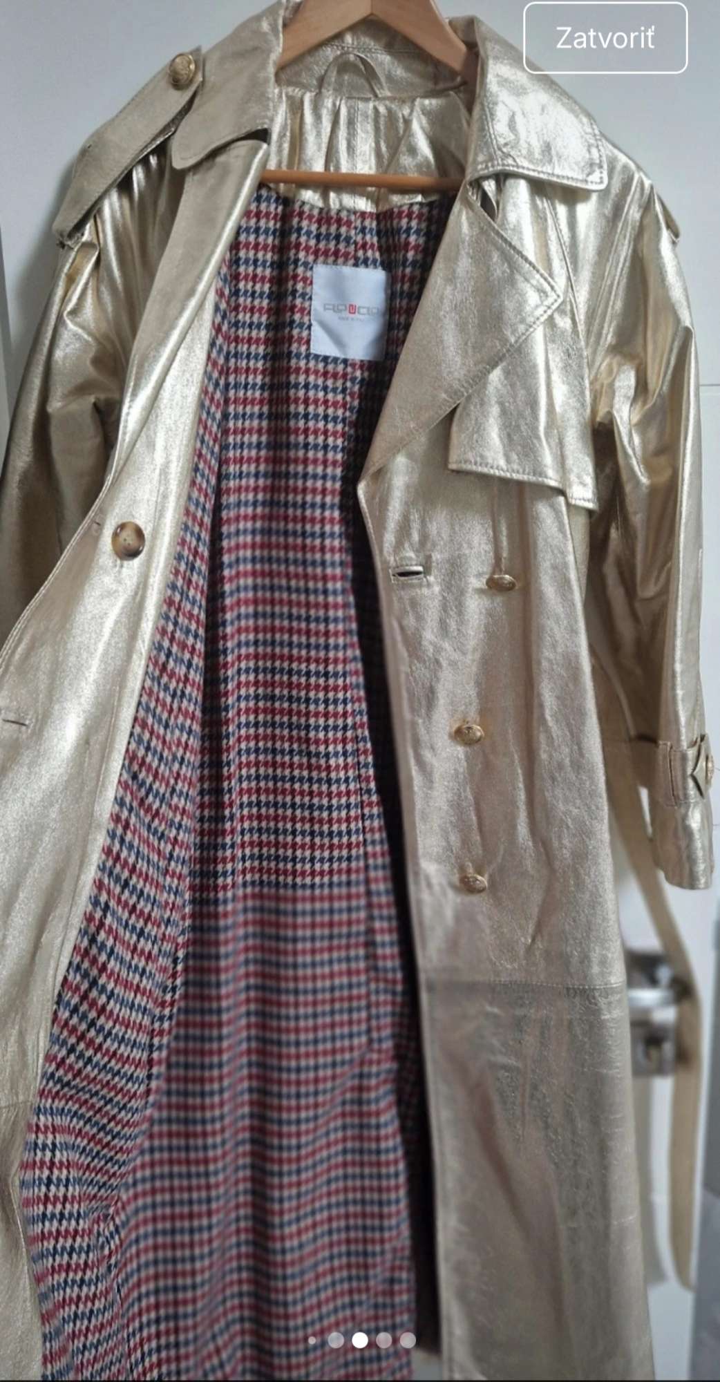 zlaty kozeny trenchcoat FLO CLO velkost S