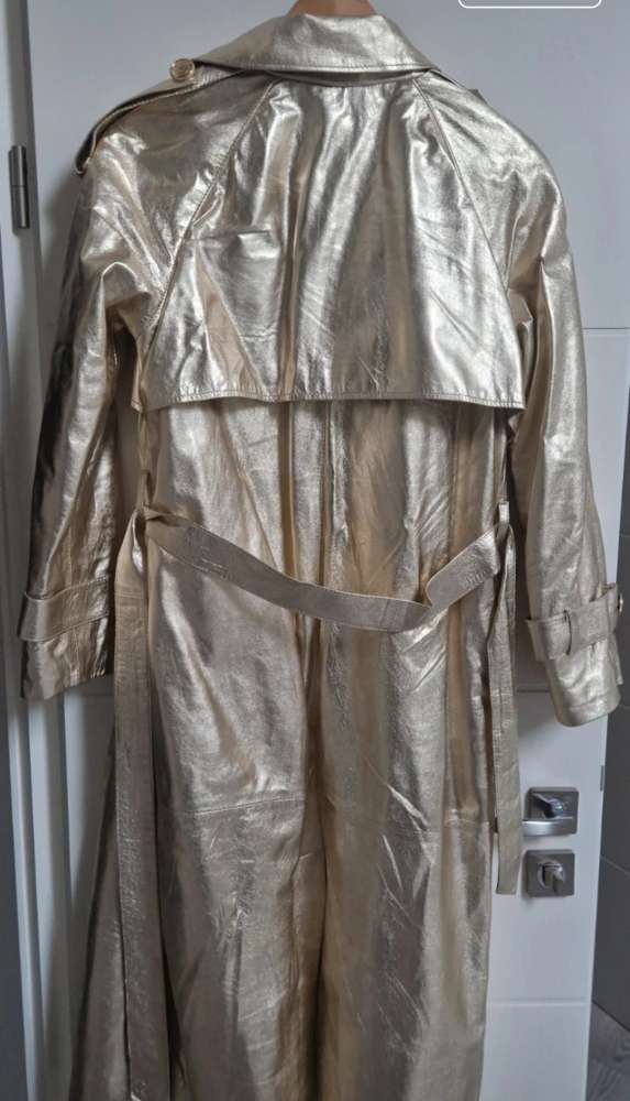 zlaty kozeny trenchcoat FLO CLO velkost S