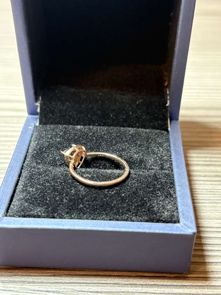 Prsteň 14K RUŽOVÉ ZLATO, PRÍRODNÝ ZAFÍR A DIAMANTY
