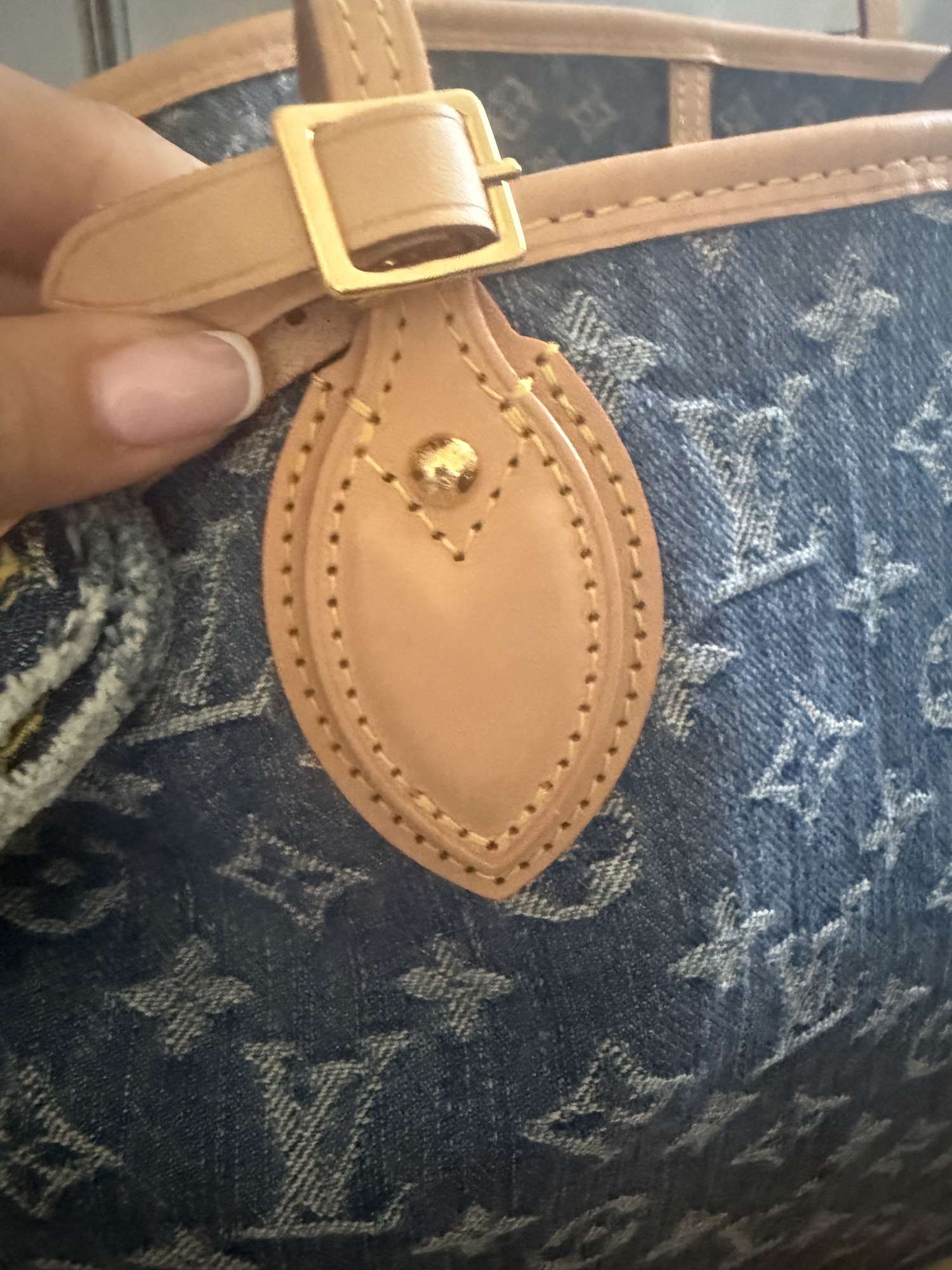 Louis Vuitton Neverfull MM Monogram Denim Blue M13192 with Pouch & Receipt