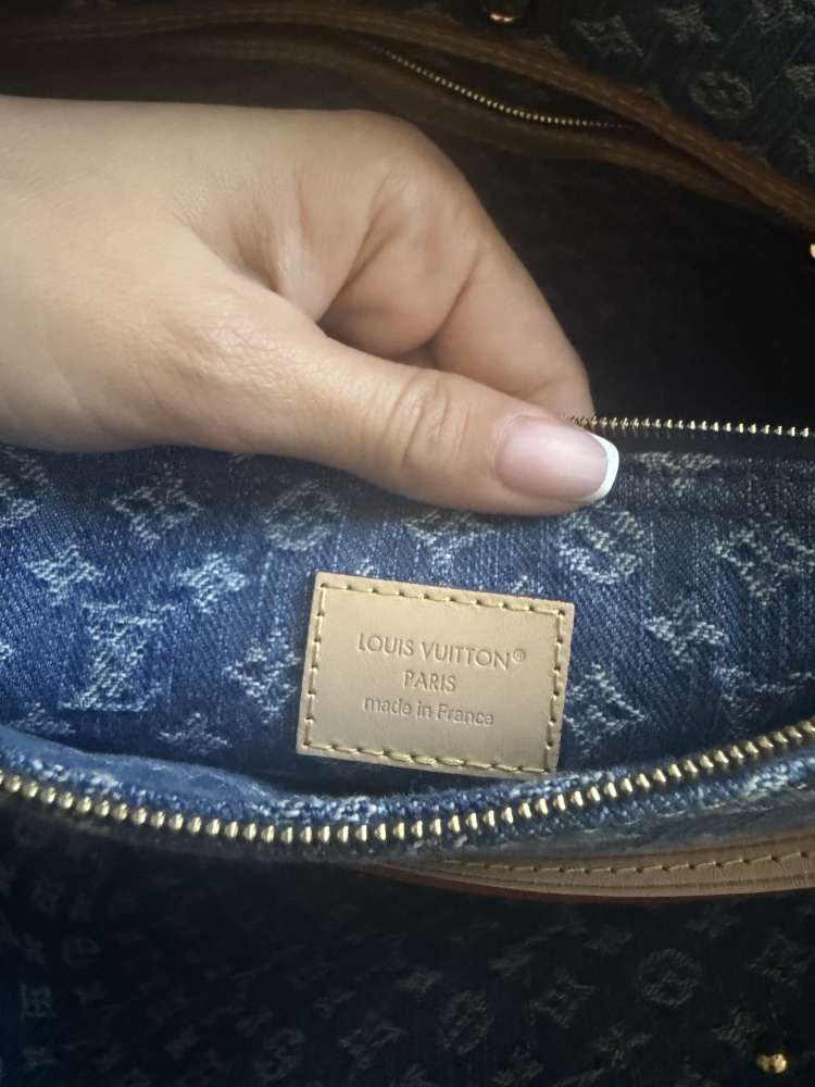 Louis Vuitton Neverfull MM Monogram Denim Blue M13192 with Pouch & Receipt
